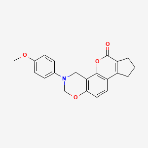 molecular formula C21H19NO4 B5527250 3-(4-methoxyphenyl)-3,4,8,9-tetrahydro-2H-cyclopenta[3,4]chromeno[8,7-e][1,3]oxazin-6(7H)-one 