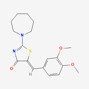 molecular formula C18H22N2O3S B5527274 2-(1-氮杂环戊基)-5-(3,4-二甲氧基苄叉亚甲基)-1,3-噻唑-4(5H)-酮 