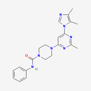 molecular formula C21H25N7O B5527306 4-[6-(4,5-dimethyl-1H-imidazol-1-yl)-2-methyl-4-pyrimidinyl]-N-phenyl-1-piperazinecarboxamide 