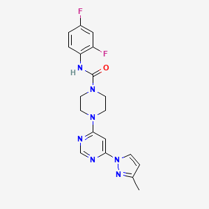 molecular formula C19H19F2N7O B5527346 N-(2,4-difluorophenyl)-4-[6-(3-methyl-1H-pyrazol-1-yl)-4-pyrimidinyl]-1-piperazinecarboxamide 