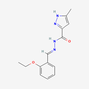 molecular formula C14H16N4O2 B5527353 N'-(2-ethoxybenzylidene)-3-methyl-1H-pyrazole-5-carbohydrazide 