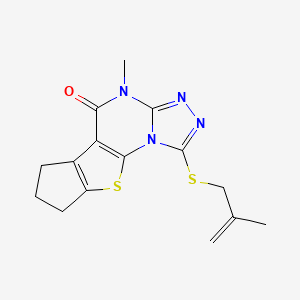 molecular formula C15H16N4OS2 B5527381 4-methyl-1-[(2-methyl-2-propen-1-yl)thio]-7,8-dihydro-6H-cyclopenta[4,5]thieno[3,2-e][1,2,4]triazolo[4,3-a]pyrimidin-5(4H)-one 