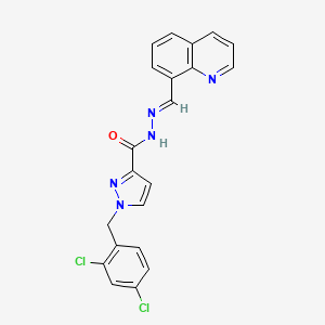 molecular formula C21H15Cl2N5O B5527431 1-(2,4-dichlorobenzyl)-N'-(8-quinolinylmethylene)-1H-pyrazole-3-carbohydrazide 
