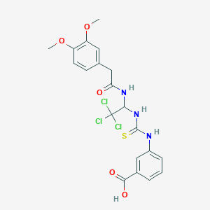 molecular formula C20H20Cl3N3O5S B5527451 3-({[(2,2,2-trichloro-1-{[(3,4-dimethoxyphenyl)acetyl]amino}ethyl)amino]carbonothioyl}amino)benzoic acid 