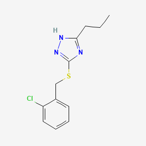molecular formula C12H14ClN3S B5527463 5-[(2-chlorobenzyl)thio]-3-propyl-1H-1,2,4-triazole 