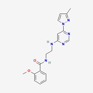molecular formula C18H20N6O2 B5527471 2-methoxy-N-(2-{[6-(3-methyl-1H-pyrazol-1-yl)-4-pyrimidinyl]amino}ethyl)benzamide 