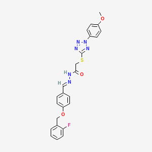 molecular formula C24H21FN6O3S B5527475 N'-{4-[(2-fluorobenzyl)oxy]benzylidene}-2-{[2-(4-methoxyphenyl)-2H-tetrazol-5-yl]thio}acetohydrazide 