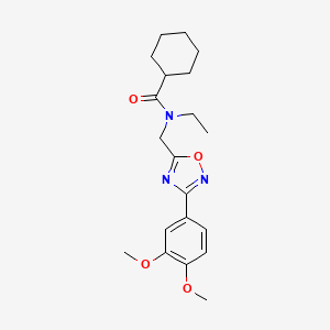 molecular formula C20H27N3O4 B5527559 N-{[3-(3,4-dimethoxyphenyl)-1,2,4-oxadiazol-5-yl]methyl}-N-ethylcyclohexanecarboxamide 