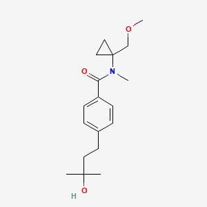 molecular formula C18H27NO3 B5527576 4-(3-hydroxy-3-methylbutyl)-N-[1-(methoxymethyl)cyclopropyl]-N-methylbenzamide 