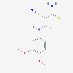molecular formula C12H13N3O2S B5527583 2-cyano-3-[(3,4-dimethoxyphenyl)amino]-2-propenethioamide 