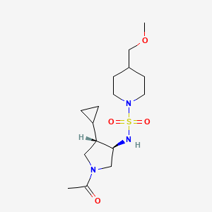 molecular formula C16H29N3O4S B5527589 N-[(3R*,4S*)-1-acetyl-4-cyclopropyl-3-pyrrolidinyl]-4-(methoxymethyl)-1-piperidinesulfonamide 