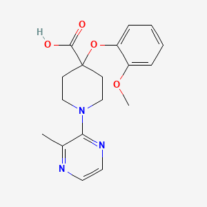 molecular formula C18H21N3O4 B5527596 4-(2-methoxyphenoxy)-1-(3-methylpyrazin-2-yl)piperidine-4-carboxylic acid 