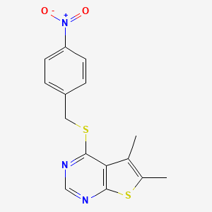 molecular formula C15H13N3O2S2 B5527659 5,6-dimethyl-4-[(4-nitrobenzyl)thio]thieno[2,3-d]pyrimidine 