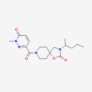 molecular formula C18H26N4O4 B5527734 3-(1-methylbutyl)-8-[(1-methyl-6-oxo-1,6-dihydropyridazin-3-yl)carbonyl]-1-oxa-3,8-diazaspiro[4.5]decan-2-one 