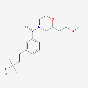 molecular formula C19H29NO4 B5527746 4-(3-{[2-(2-methoxyethyl)-4-morpholinyl]carbonyl}phenyl)-2-methyl-2-butanol 