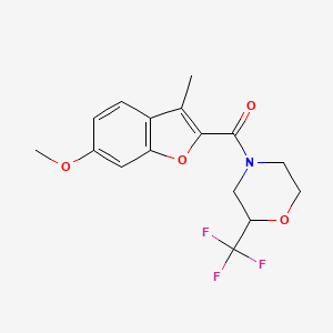 molecular formula C16H16F3NO4 B5527749 4-[(6-methoxy-3-methyl-1-benzofuran-2-yl)carbonyl]-2-(trifluoromethyl)morpholine 