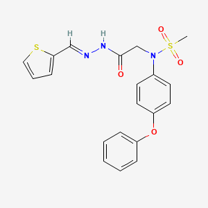 molecular formula C20H19N3O4S2 B5527764 N-{2-oxo-2-[2-(2-thienylmethylene)hydrazino]ethyl}-N-(4-phenoxyphenyl)methanesulfonamide 