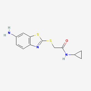 molecular formula C12H13N3OS2 B5527794 2-[(6-amino-1,3-benzothiazol-2-yl)thio]-N-cyclopropylacetamide 