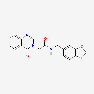 molecular formula C18H15N3O4 B5527804 N-(1,3-benzodioxol-5-ylmethyl)-2-(4-oxo-3(4H)-quinazolinyl)acetamide 