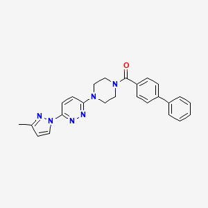 molecular formula C25H24N6O B5527811 3-[4-(4-biphenylylcarbonyl)-1-piperazinyl]-6-(3-methyl-1H-pyrazol-1-yl)pyridazine 