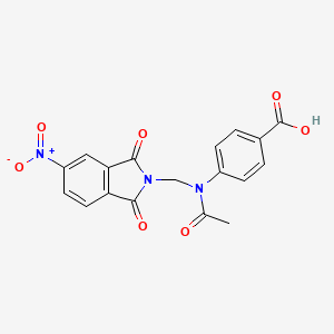 molecular formula C18H13N3O7 B5527877 4-{acetyl[(5-nitro-1,3-dioxo-1,3-dihydro-2H-isoindol-2-yl)methyl]amino}benzoic acid 