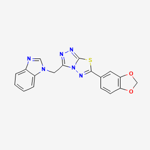 molecular formula C18H12N6O2S B5527889 1-{[6-(1,3-benzodioxol-5-yl)[1,2,4]triazolo[3,4-b][1,3,4]thiadiazol-3-yl]methyl}-1H-benzimidazole 