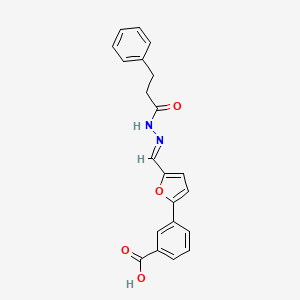 molecular formula C21H18N2O4 B5527899 3-{5-[2-(3-phenylpropanoyl)carbonohydrazonoyl]-2-furyl}benzoic acid 