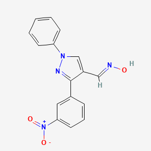 molecular formula C16H12N4O3 B5527970 3-(3-nitrophenyl)-1-phenyl-1H-pyrazole-4-carbaldehyde oxime 
