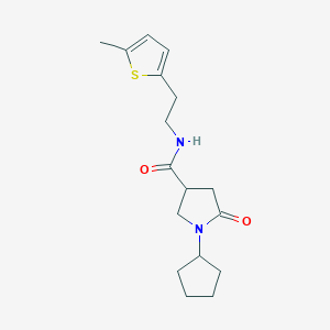 molecular formula C17H24N2O2S B5527978 1-cyclopentyl-N-[2-(5-methyl-2-thienyl)ethyl]-5-oxo-3-pyrrolidinecarboxamide 