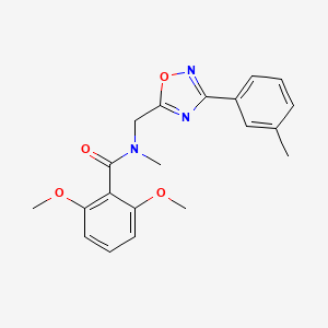 molecular formula C20H21N3O4 B5527981 2,6-dimethoxy-N-methyl-N-{[3-(3-methylphenyl)-1,2,4-oxadiazol-5-yl]methyl}benzamide 