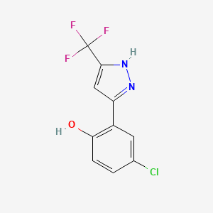 molecular formula C10H6ClF3N2O B5528020 4-chloro-2-[5-(trifluoromethyl)-1H-pyrazol-3-yl]phenol 