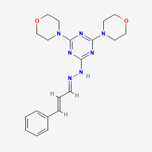 molecular formula C20H25N7O2 B5528021 3-phenylacrylaldehyde (4,6-di-4-morpholinyl-1,3,5-triazin-2-yl)hydrazone 