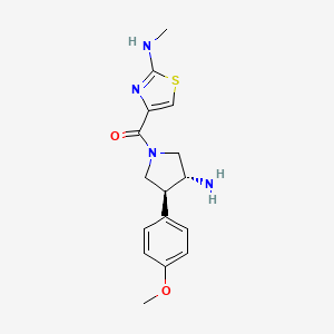 molecular formula C16H20N4O2S B5528041 4-{[(3R*,4S*)-3-amino-4-(4-methoxyphenyl)pyrrolidin-1-yl]carbonyl}-N-methyl-1,3-thiazol-2-amine 