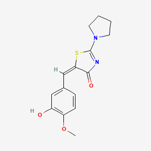 molecular formula C15H16N2O3S B5528082 5-(3-hydroxy-4-methoxybenzylidene)-2-(1-pyrrolidinyl)-1,3-thiazol-4(5H)-one 