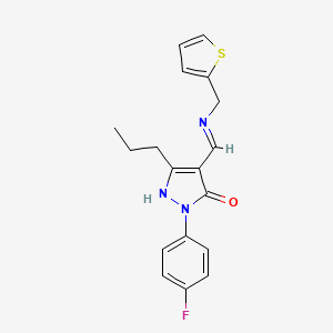 molecular formula C18H18FN3OS B5528090 2-(4-fluorophenyl)-5-propyl-4-{[(2-thienylmethyl)amino]methylene}-2,4-dihydro-3H-pyrazol-3-one 
