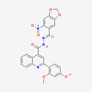 molecular formula C26H20N4O7 B5528093 2-(2,4-dimethoxyphenyl)-N'-[(6-nitro-1,3-benzodioxol-5-yl)methylene]-4-quinolinecarbohydrazide 