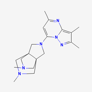 molecular formula C19H28N6 B5528096 (1s,5s)-3,7-dimethyl-10-(2,3,5-trimethylpyrazolo[1,5-a]pyrimidin-7-yl)-3,7,10-triazatricyclo[3.3.3.0~1,5~]undecane 