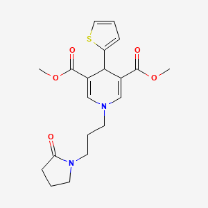 molecular formula C20H24N2O5S B5528178 dimethyl 1-[3-(2-oxo-1-pyrrolidinyl)propyl]-4-(2-thienyl)-1,4-dihydro-3,5-pyridinedicarboxylate 
