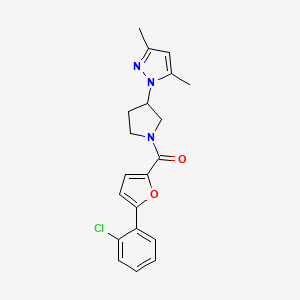 molecular formula C20H20ClN3O2 B5528197 1-{1-[5-(2-chlorophenyl)-2-furoyl]-3-pyrrolidinyl}-3,5-dimethyl-1H-pyrazole 