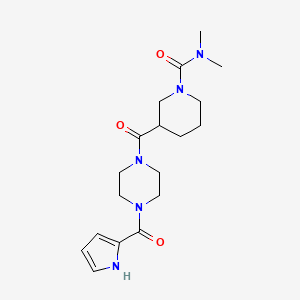 molecular formula C18H27N5O3 B5528203 N,N-dimethyl-3-{[4-(1H-pyrrol-2-ylcarbonyl)-1-piperazinyl]carbonyl}-1-piperidinecarboxamide 