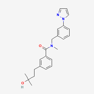 molecular formula C23H27N3O2 B5528210 3-(3-hydroxy-3-methylbutyl)-N-methyl-N-[3-(1H-pyrazol-1-yl)benzyl]benzamide 
