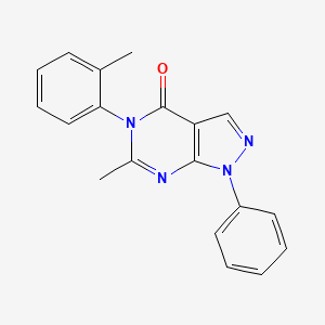 molecular formula C19H16N4O B5528236 6-methyl-5-(2-methylphenyl)-1-phenyl-1,5-dihydro-4H-pyrazolo[3,4-d]pyrimidin-4-one 