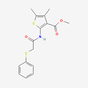 molecular formula C16H17NO3S2 B5528269 methyl 4,5-dimethyl-2-{[(phenylthio)acetyl]amino}-3-thiophenecarboxylate 