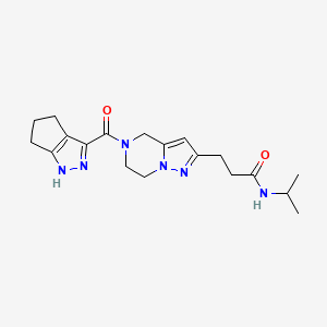 molecular formula C19H26N6O2 B5528276 N-isopropyl-3-[5-(1,4,5,6-tetrahydrocyclopenta[c]pyrazol-3-ylcarbonyl)-4,5,6,7-tetrahydropyrazolo[1,5-a]pyrazin-2-yl]propanamide 
