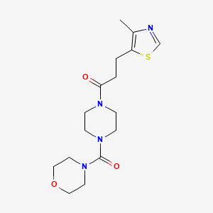 molecular formula C16H24N4O3S B5528286 4-({4-[3-(4-methyl-1,3-thiazol-5-yl)propanoyl]-1-piperazinyl}carbonyl)morpholine 