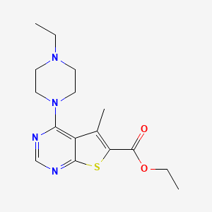 molecular formula C16H22N4O2S B5528303 ethyl 4-(4-ethyl-1-piperazinyl)-5-methylthieno[2,3-d]pyrimidine-6-carboxylate 