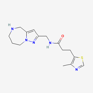 molecular formula C15H21N5OS B5528319 3-(4-methyl-1,3-thiazol-5-yl)-N-(5,6,7,8-tetrahydro-4H-pyrazolo[1,5-a][1,4]diazepin-2-ylmethyl)propanamide hydrochloride 