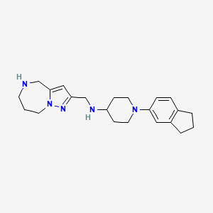 molecular formula C22H31N5 B5528337 1-(2,3-dihydro-1H-inden-5-yl)-N-(5,6,7,8-tetrahydro-4H-pyrazolo[1,5-a][1,4]diazepin-2-ylmethyl)-4-piperidinamine dihydrochloride 