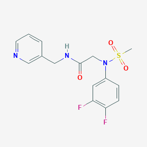molecular formula C15H15F2N3O3S B5528356 N~2~-(3,4-difluorophenyl)-N~2~-(methylsulfonyl)-N~1~-(3-pyridinylmethyl)glycinamide 