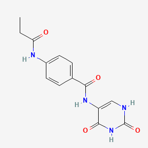 molecular formula C14H14N4O4 B5528373 N-(2,4-dioxo-1,2,3,4-tetrahydro-5-pyrimidinyl)-4-(propionylamino)benzamide 